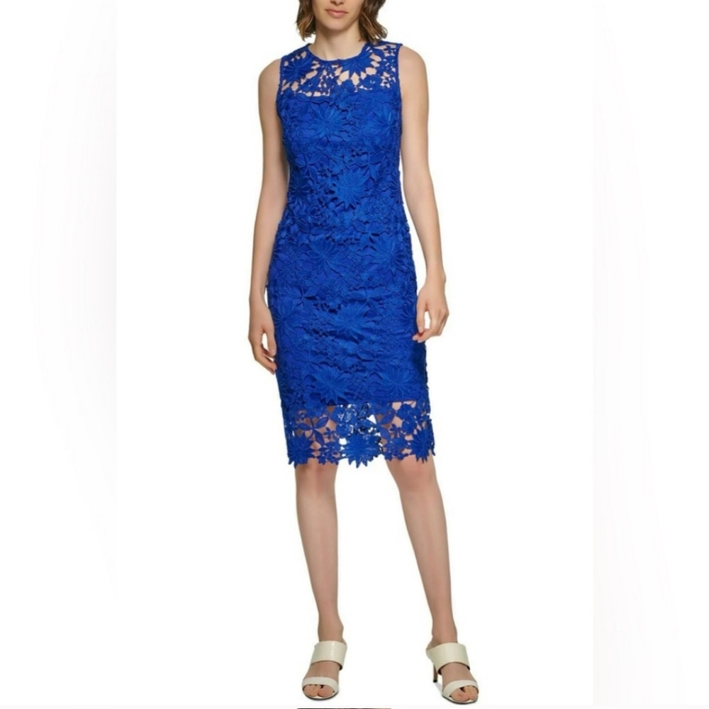Calvin Klein Blue Lace Midi Dress